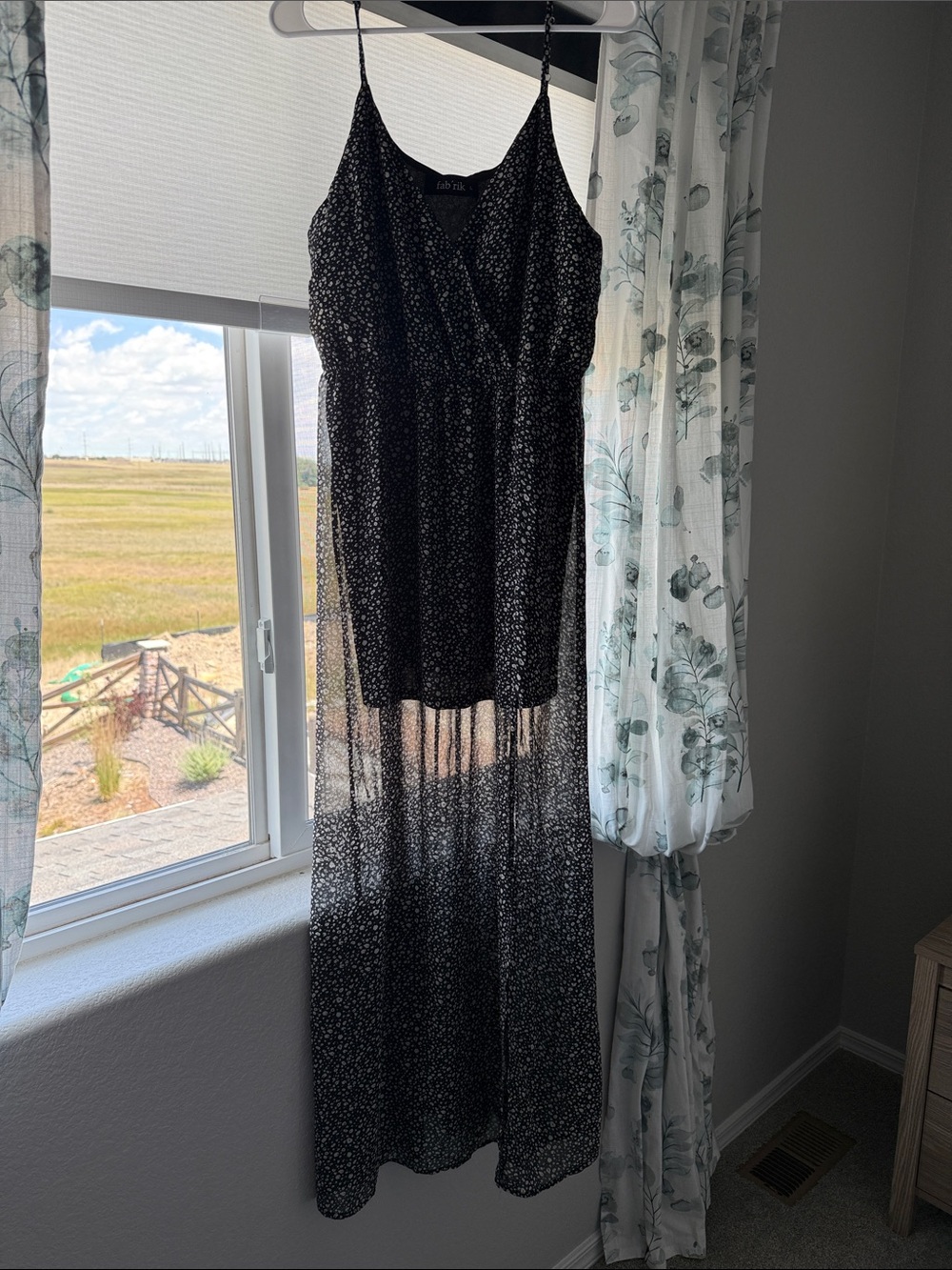 fab'rik Black Sheer Maxi Slip Dress